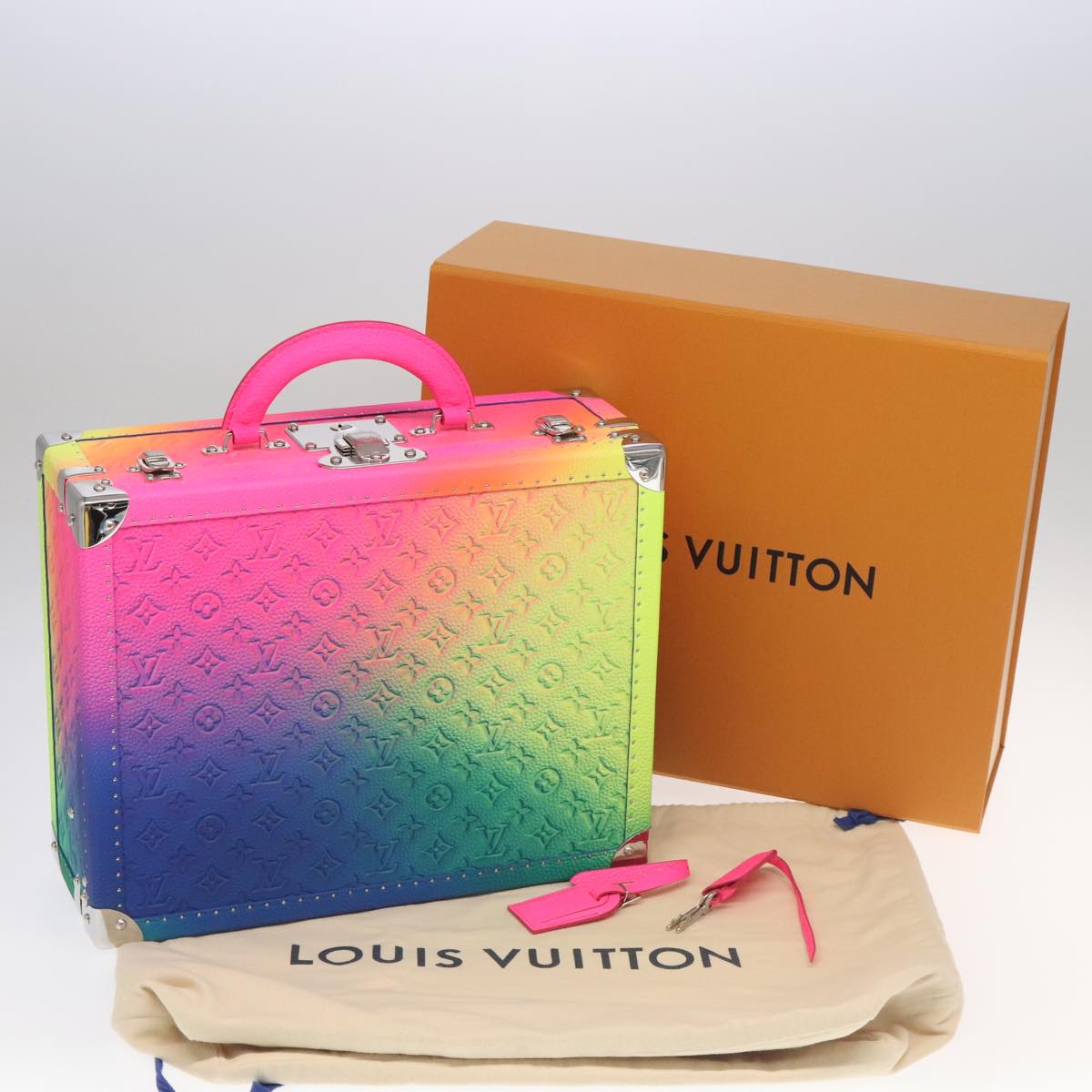 LOUIS VUITTON Taurillon Illusion Cotoville 40 Trunk Multicolor LV Auth yk15763S