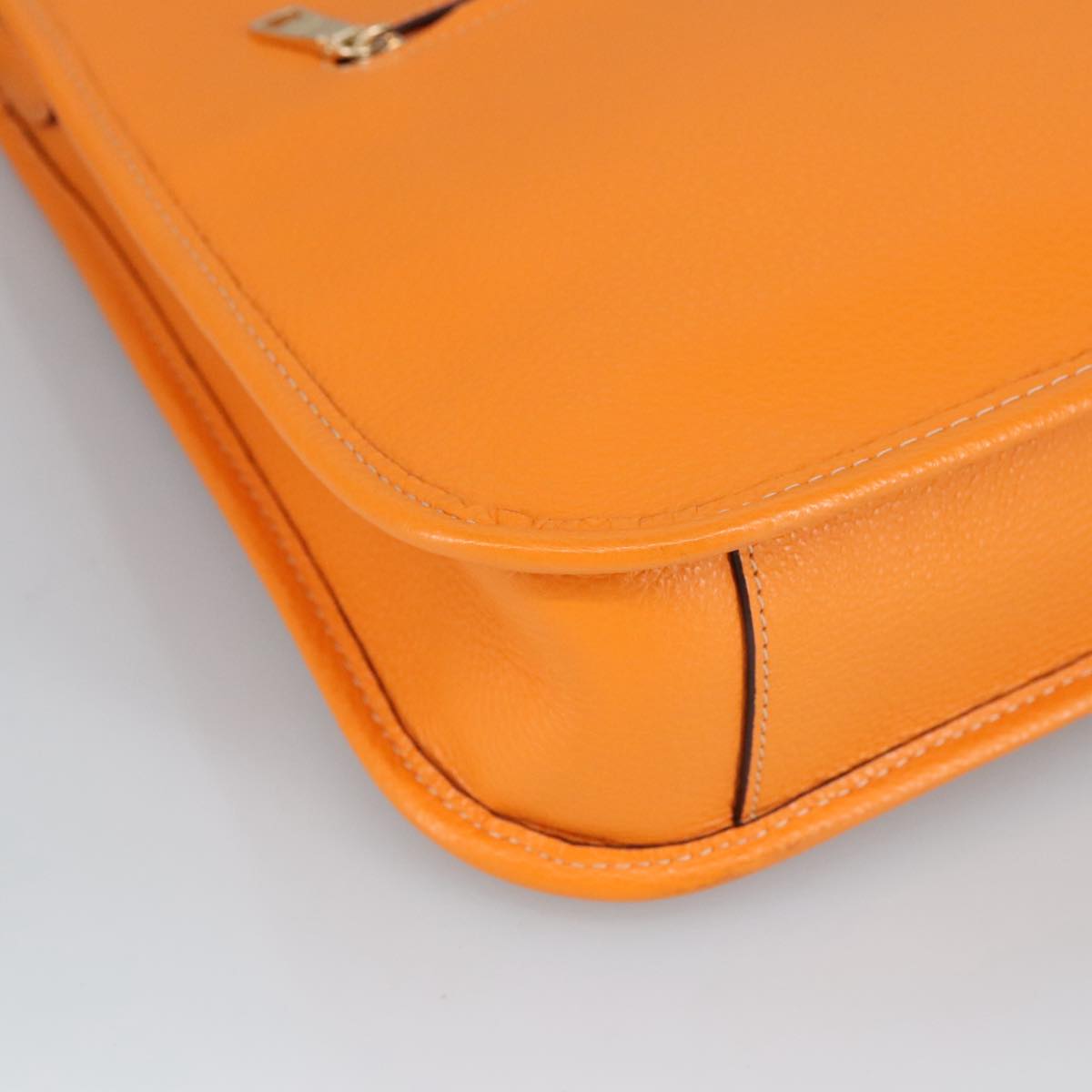 Coach Shoulder Bag Leather Orange Gold Auth yk15796