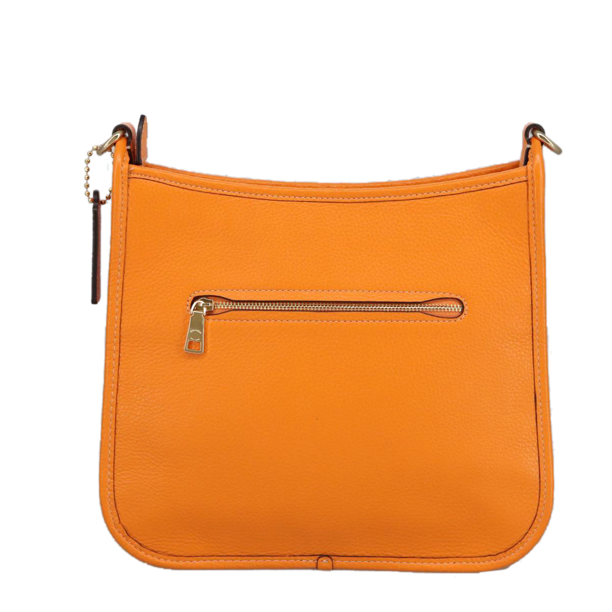 Coach Shoulder Bag Leather Orange Gold Auth yk15796