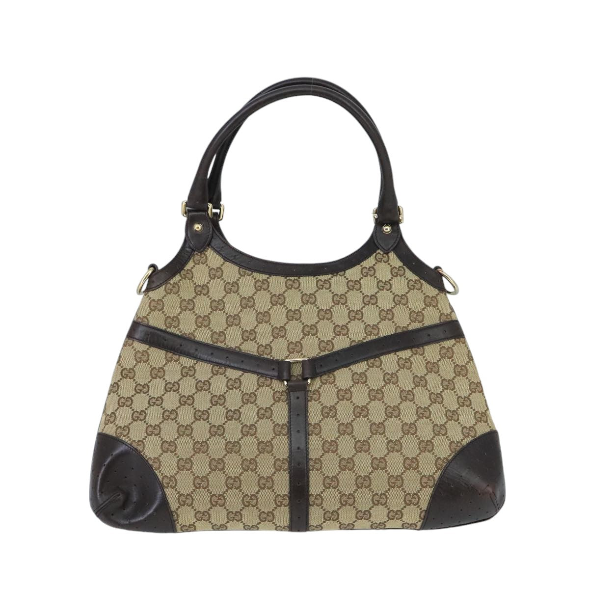 GUCCI GG Canvas interlocking Web Sherry Line Hand Bag White 114875 Auth yk15870