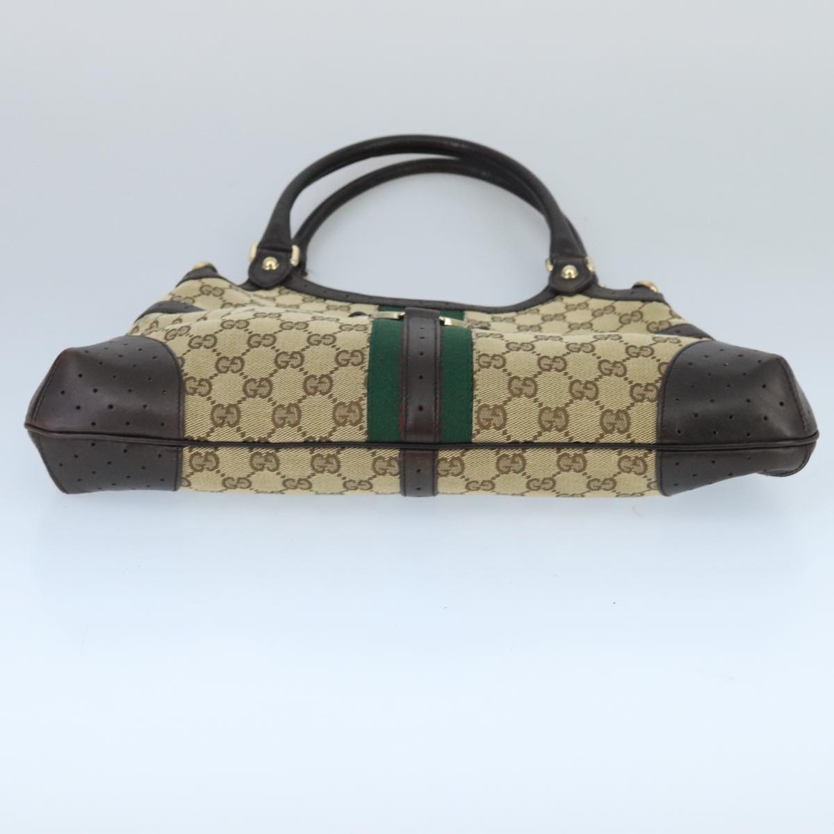 GUCCI GG Canvas interlocking Web Sherry Line Hand Bag White 114875 Auth yk15870