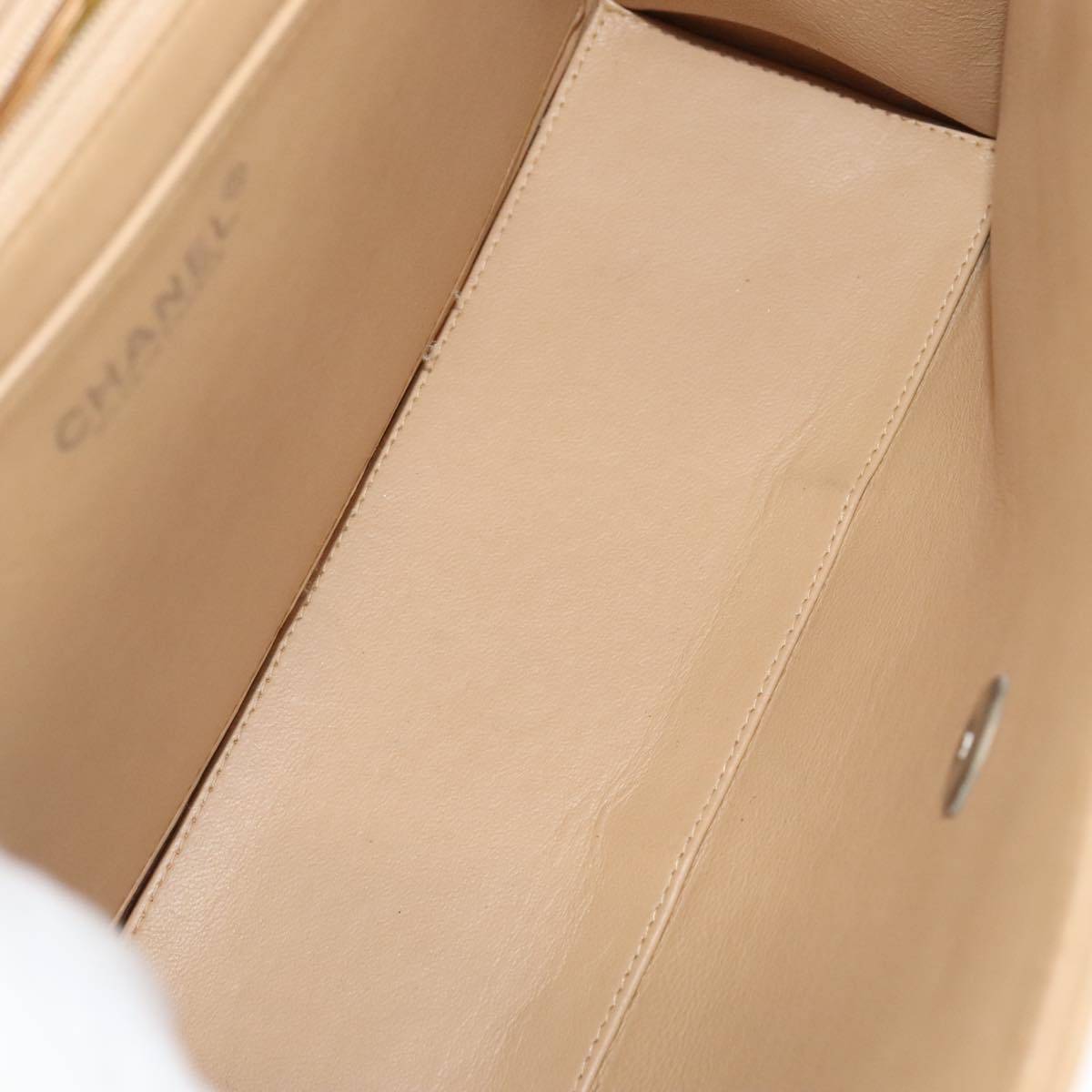 CHANEL Matelasse Chain Shoulder Bag Cotton Beige CC Auth yk15878