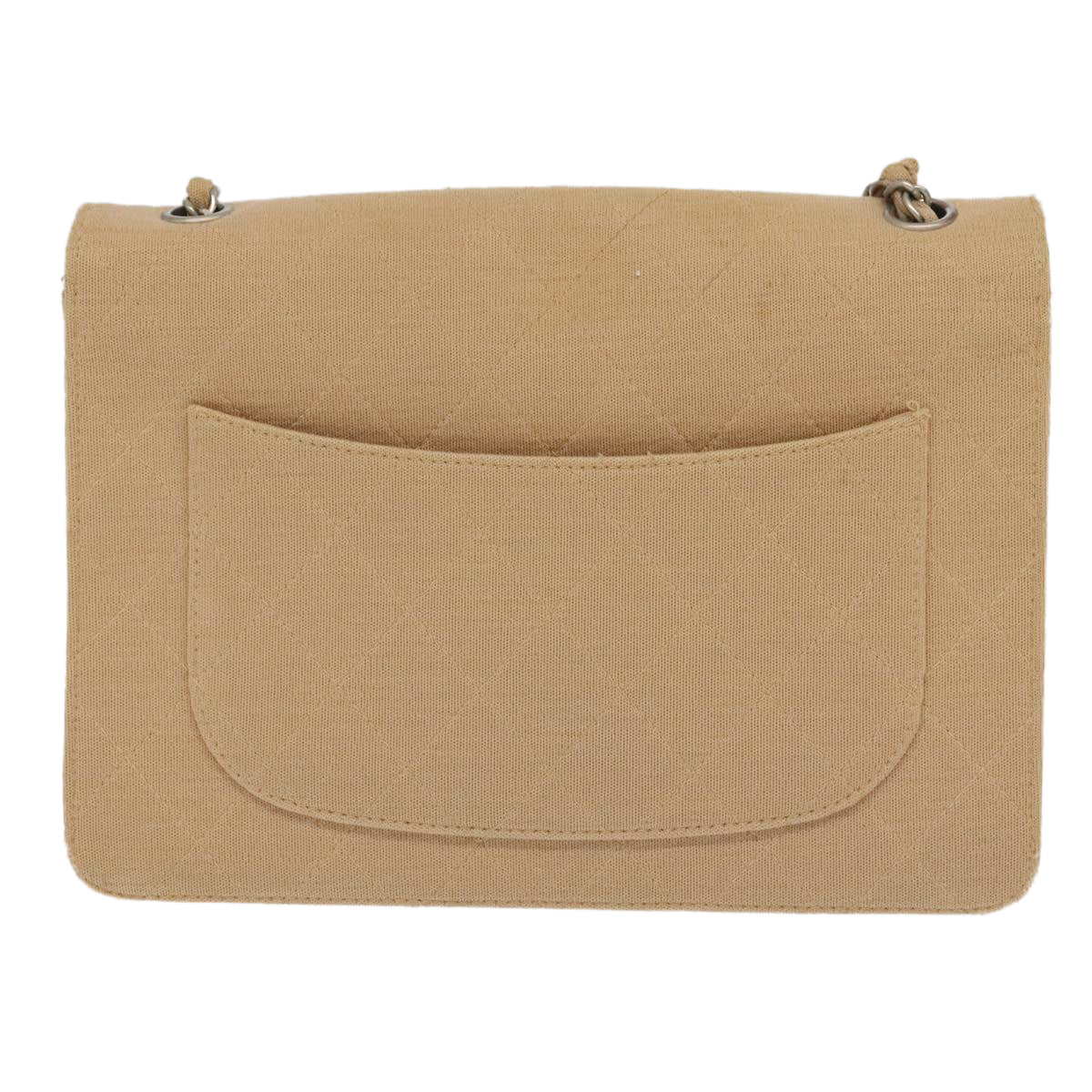 CHANEL Matelasse Chain Shoulder Bag Cotton Beige CC Auth yk15878