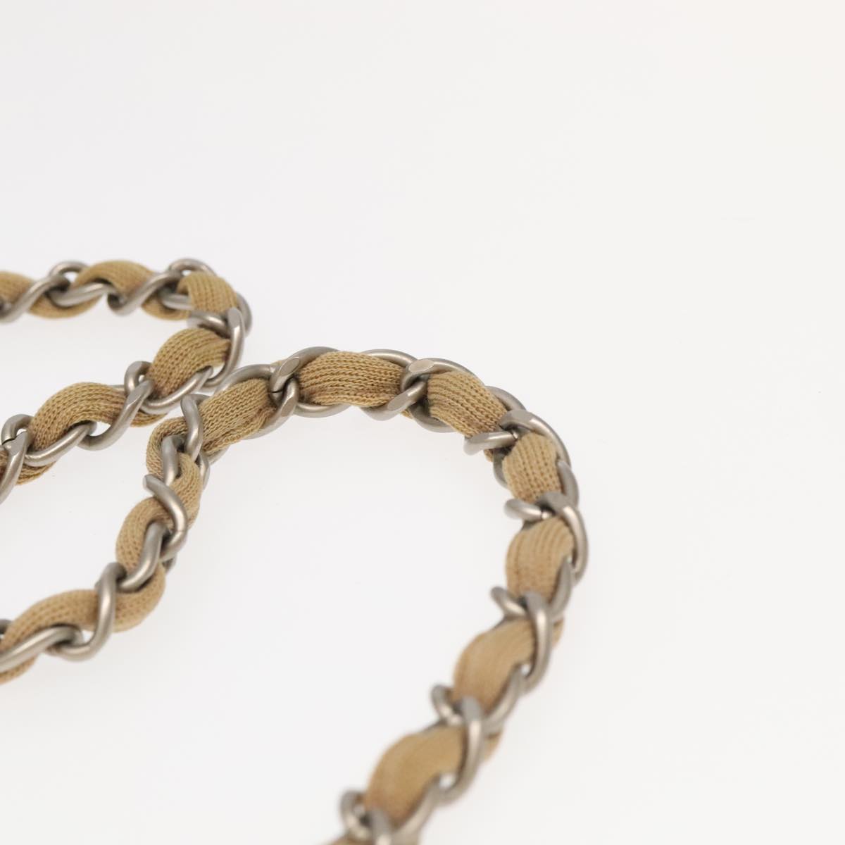 CHANEL Matelasse Chain Shoulder Bag Cotton Beige CC Auth yk15878