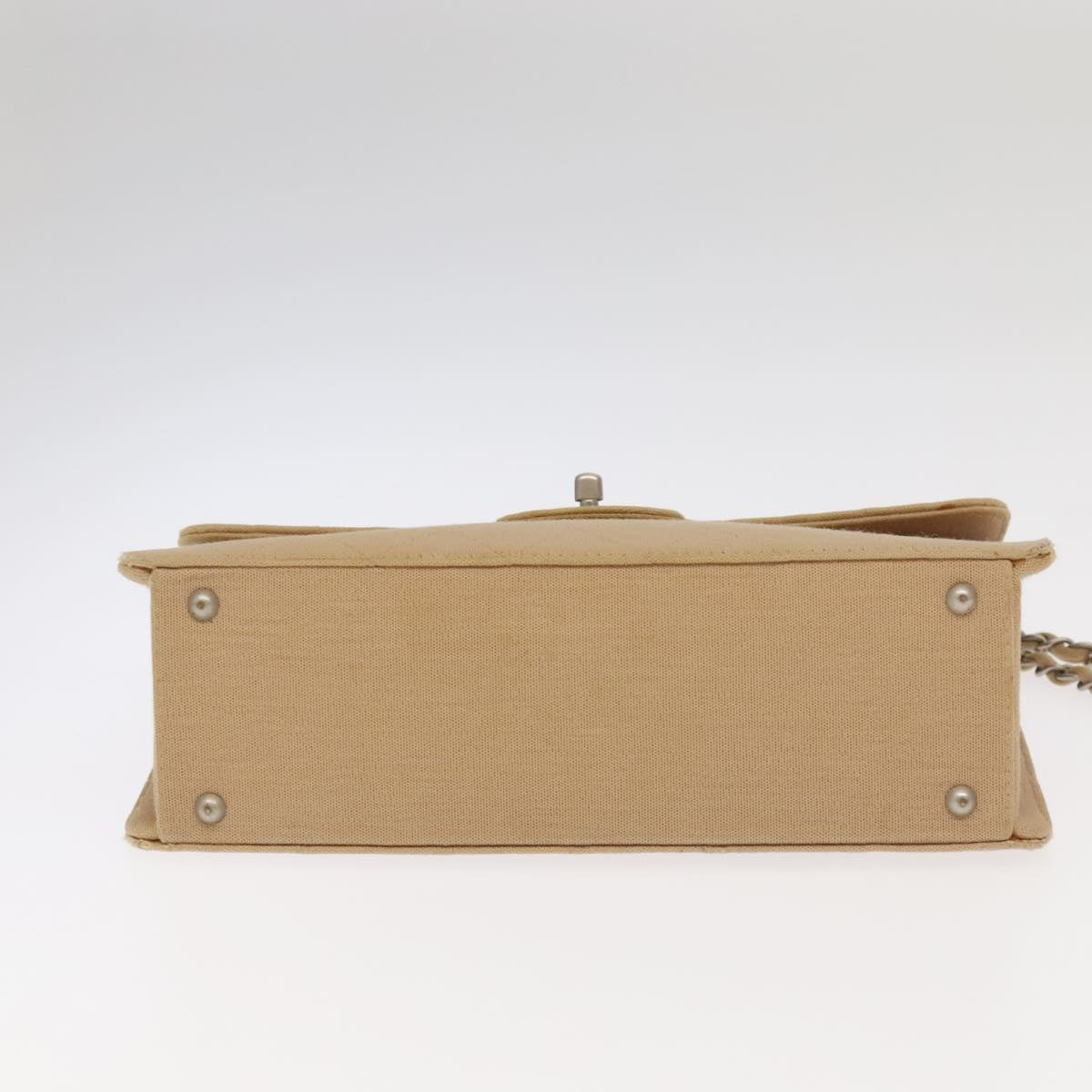 CHANEL Matelasse Chain Shoulder Bag Cotton Beige CC Auth yk15878