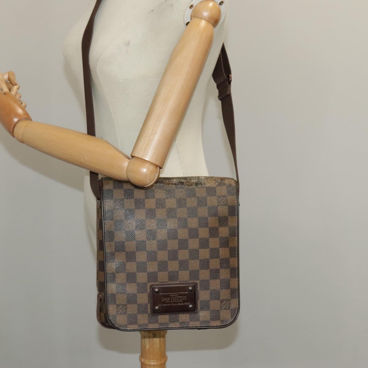 LOUIS VUITTON Damier Ebene Brooklyn PM Shoulder Bag N51210 LV Auth yk15898