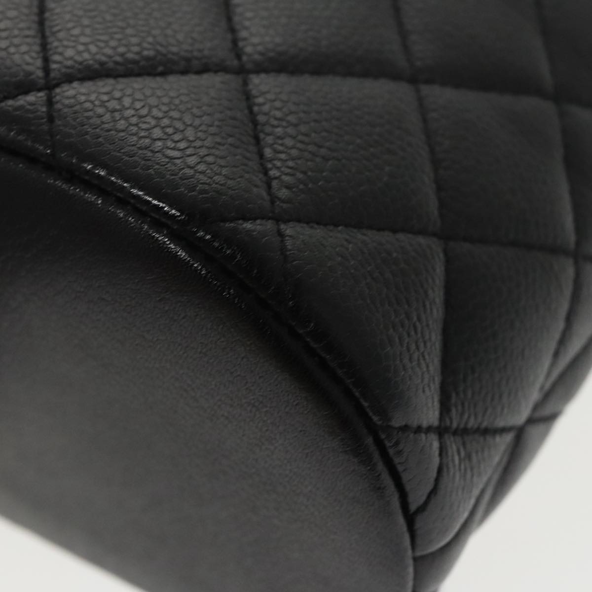 CHANEL Matelasse Tote Bag Caviar Skin Black CC Auth yk15918AV