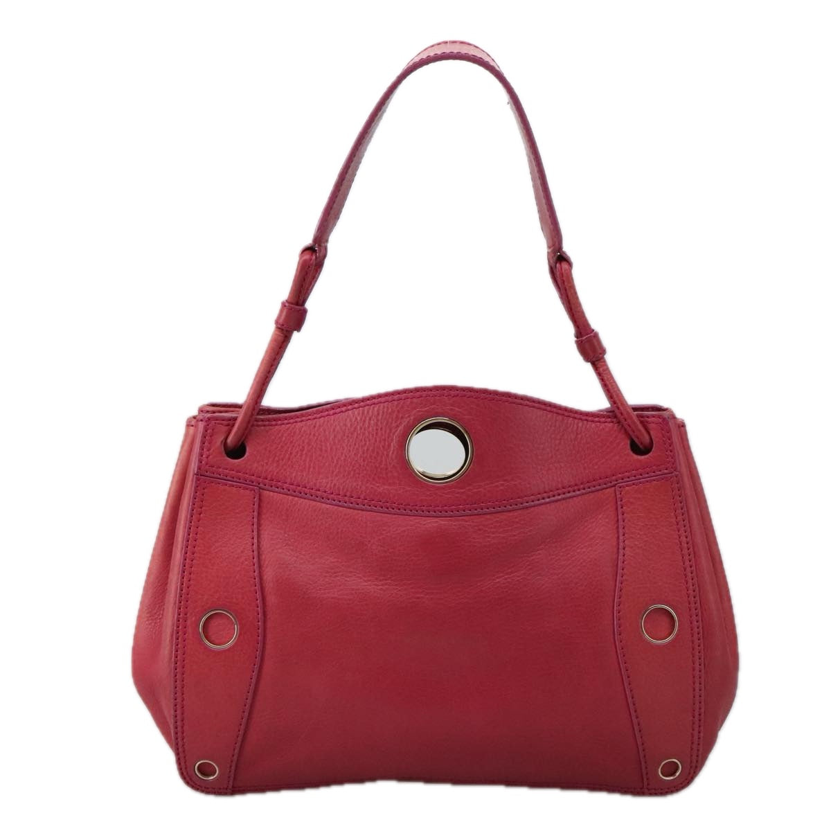 CELINE Shoulder Bag Leather Pink Gold Auth yk15928