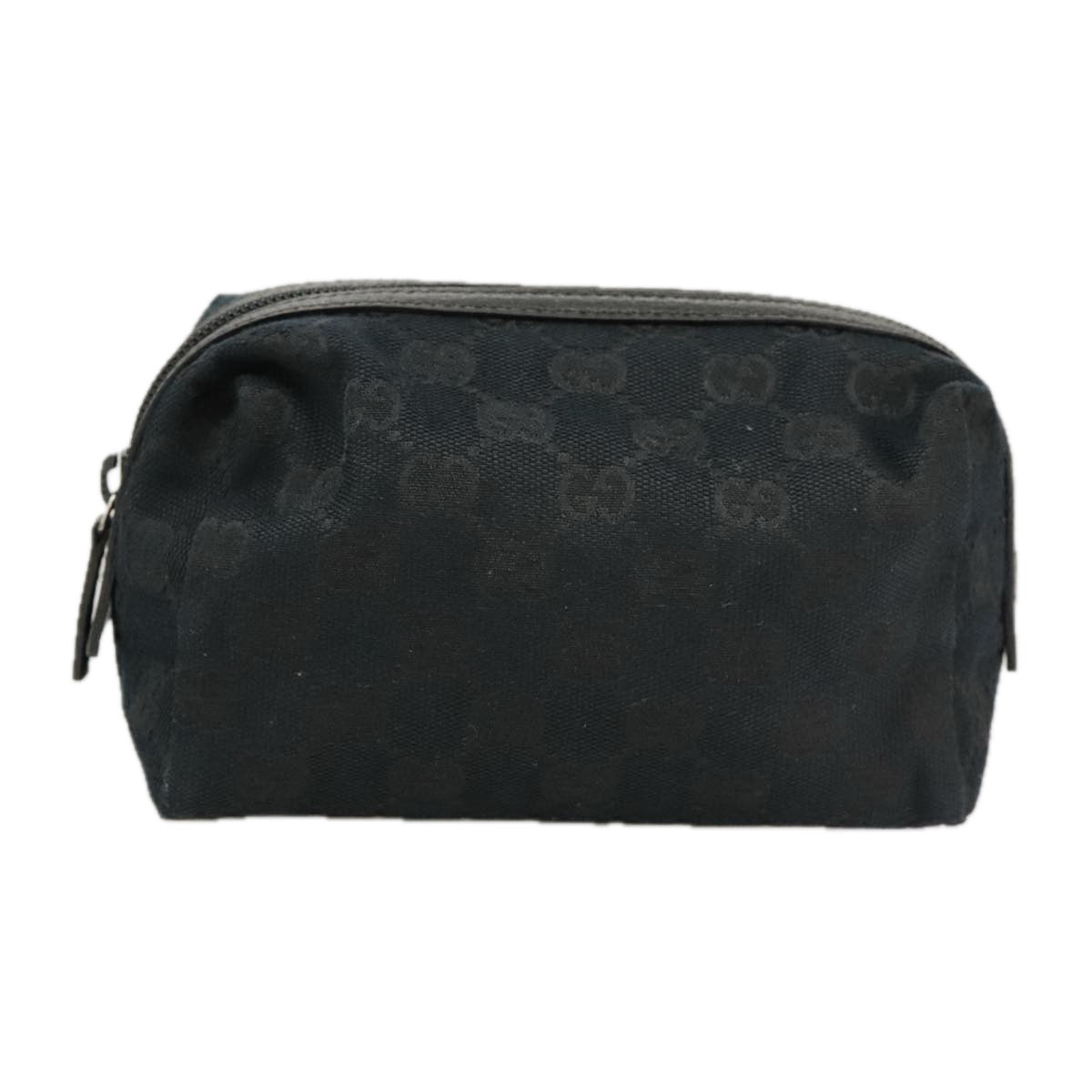 GUCCI GG Canvas Pouch Black Silver 29595 Auth yk15951V