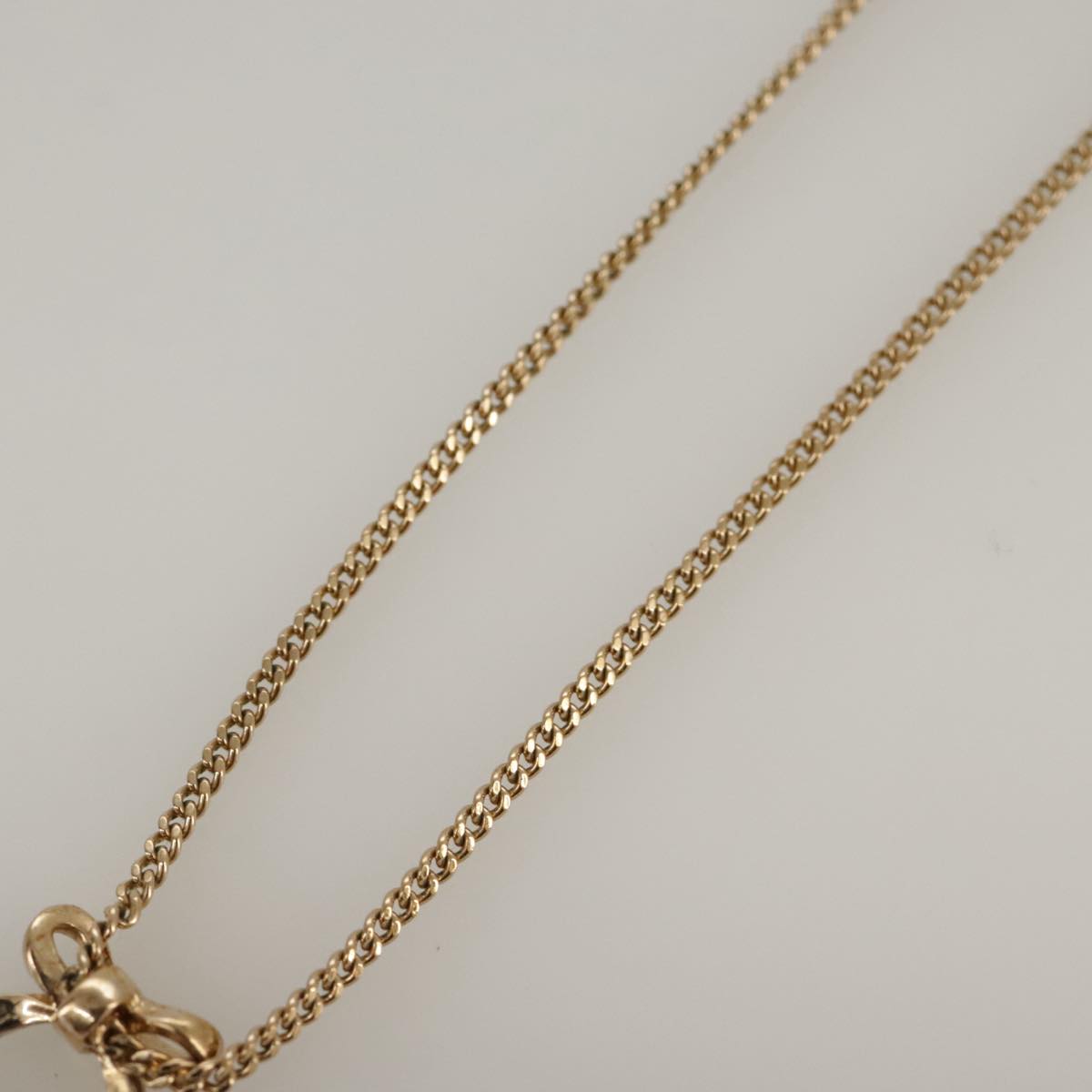 Christian Dior Ribbon Necklace metal Gold Auth yk15969