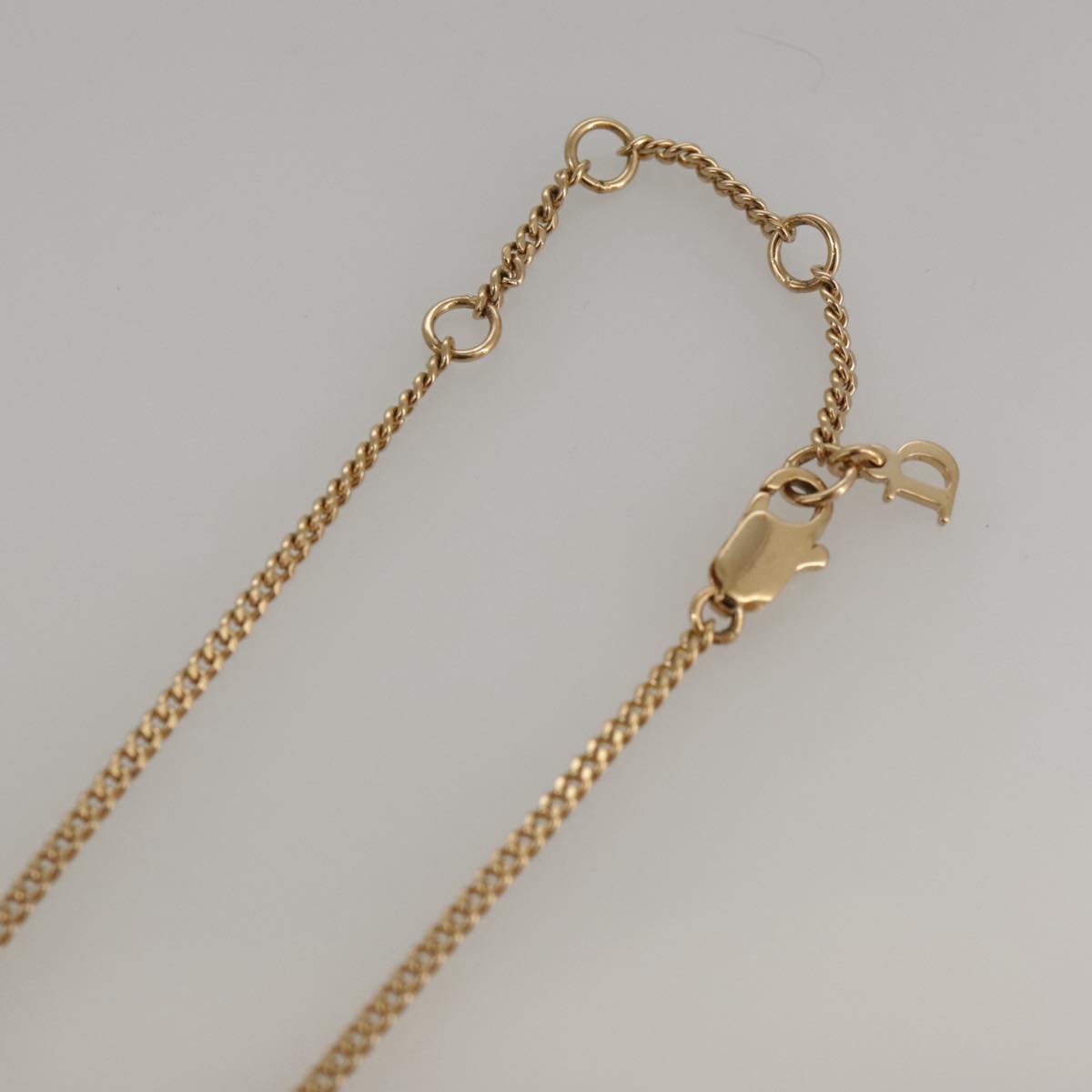 Christian Dior Ribbon Necklace metal Gold Auth yk15969