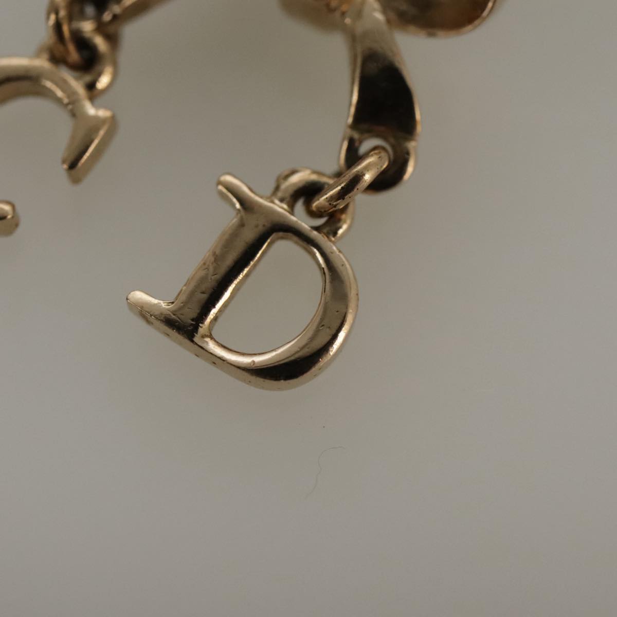 Christian Dior Ribbon Necklace metal Gold Auth yk15969