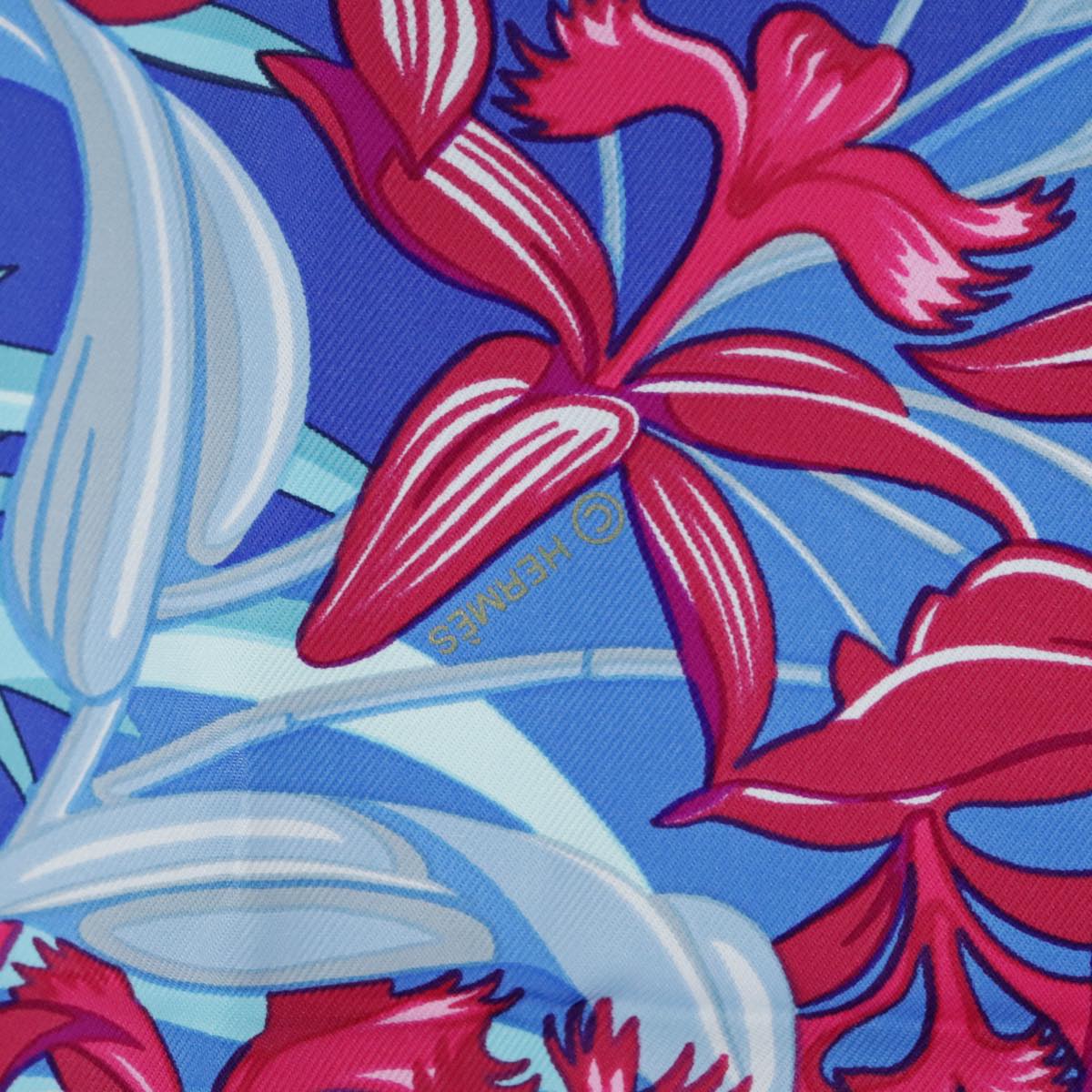 HERMES Carre 90 Scarf ""FLAMINGO PARTY"" Silk Pink Blue Auth yk15992