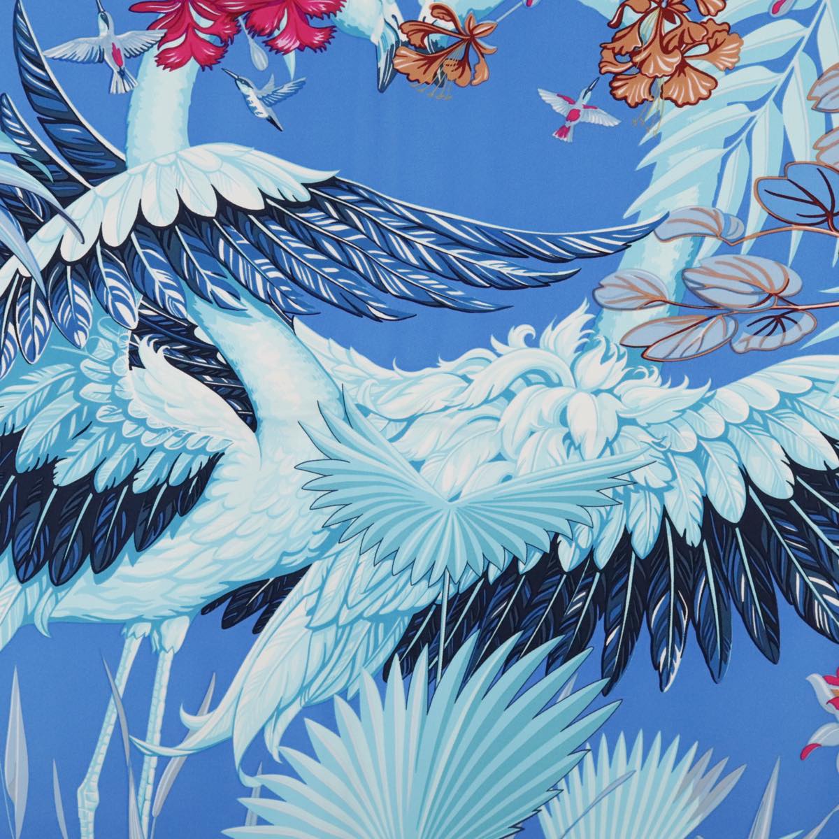 HERMES Carre 90 Scarf ""FLAMINGO PARTY"" Silk Pink Blue Auth yk15992