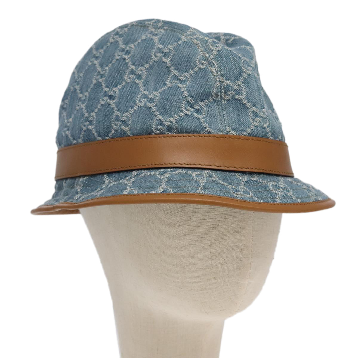 GUCCI GG Canvas Hat Denim L Blue Auth yk16007V