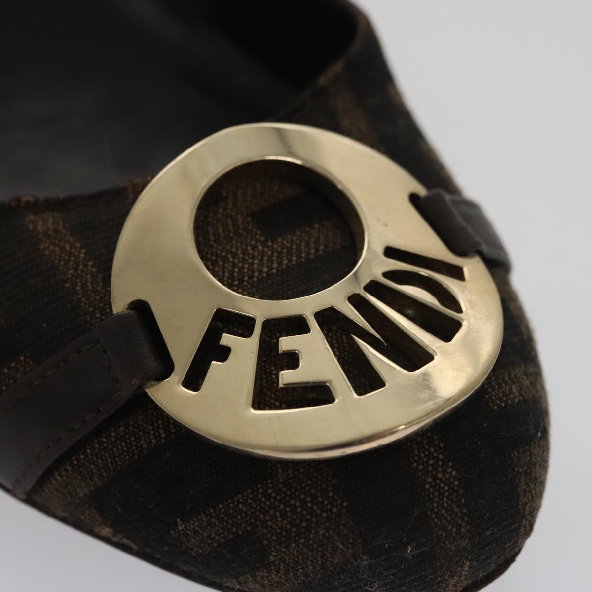 FENDI Zucca Canvas Pumps 37 pumps Brown Black Gold Auth yk16020