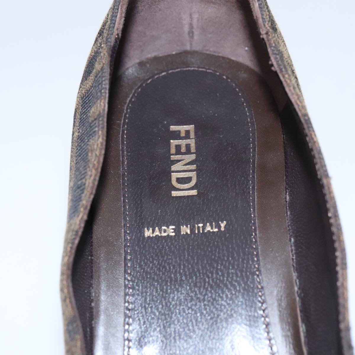FENDI Zucca Canvas Pumps 37 pumps Brown Black Gold Auth yk16020