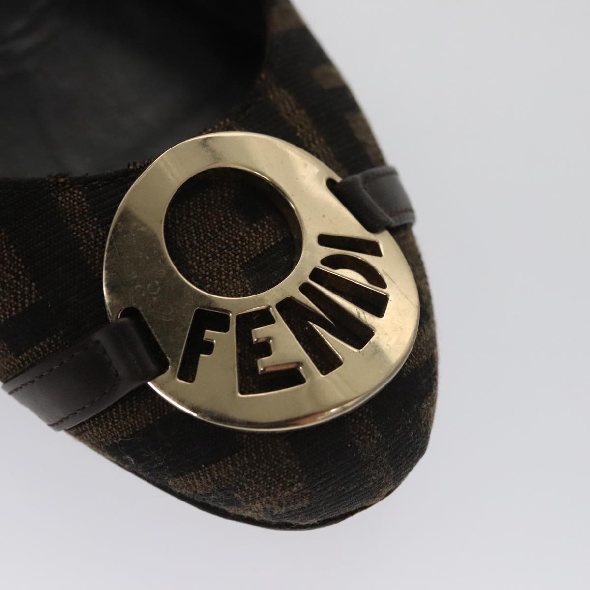 FENDI Zucca Canvas Pumps 37 pumps Brown Black Gold Auth yk16020