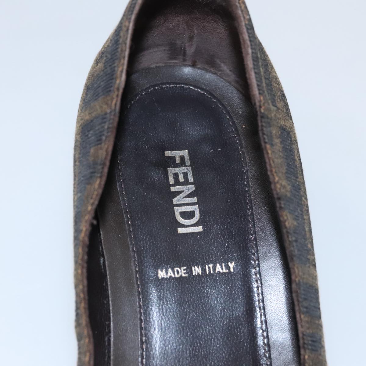 FENDI Zucca Canvas Pumps 37 pumps Brown Black Gold Auth yk16020
