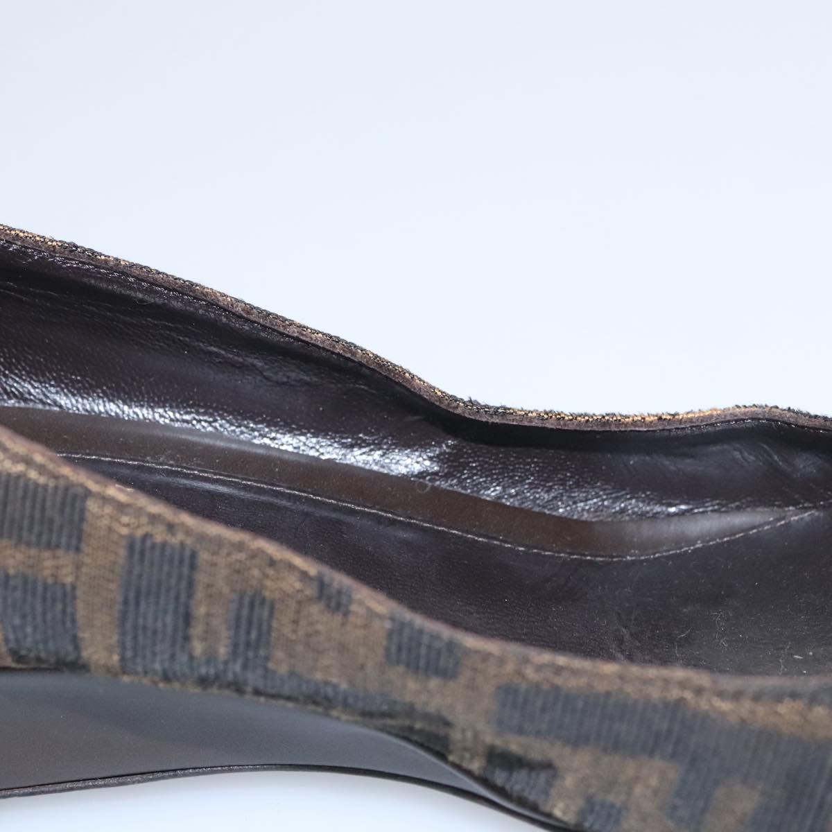 FENDI Zucca Canvas Pumps 37 pumps Brown Black Gold Auth yk16020