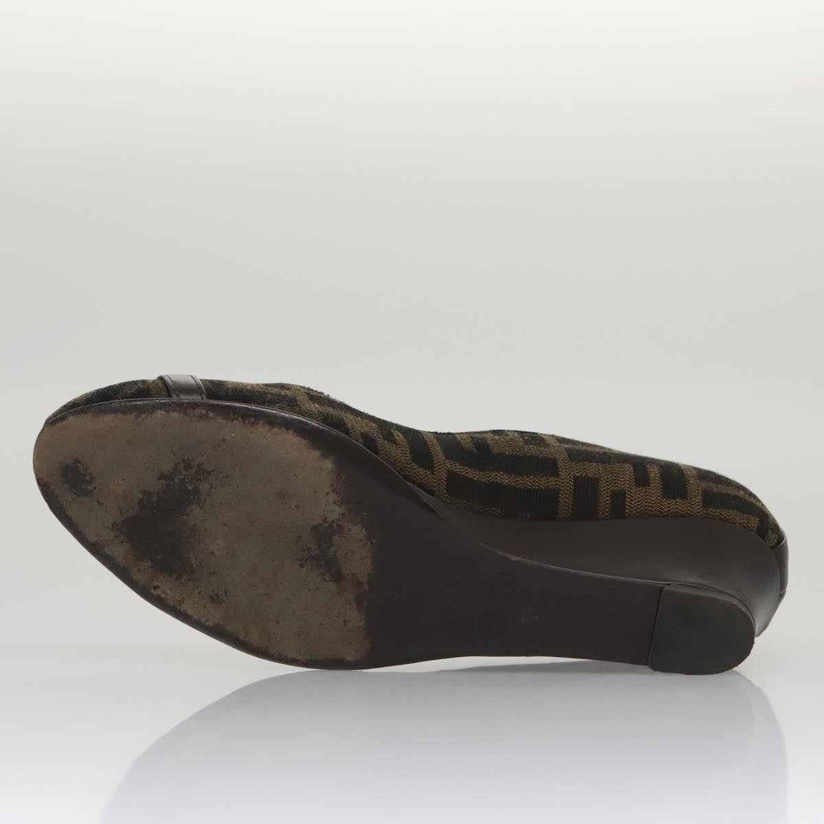 FENDI Zucca Canvas Pumps 37 pumps Brown Black Gold Auth yk16020