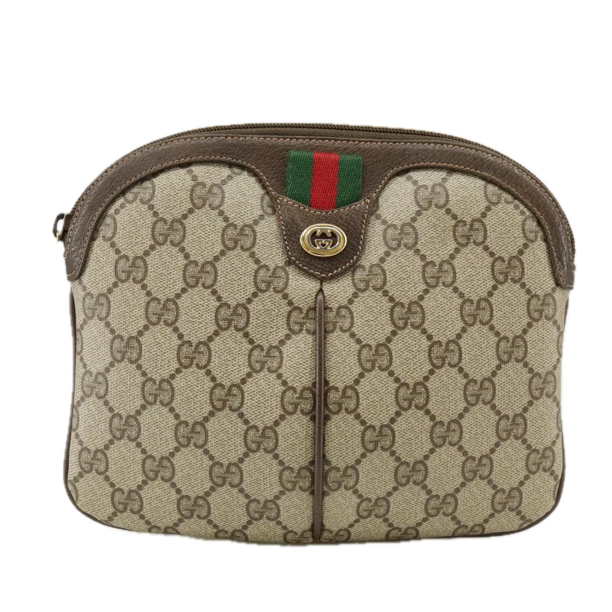 GUCCI GG Supreme Web Sherry Line Shoulder Bag PVC Beige 904 02 047 Auth yk16063