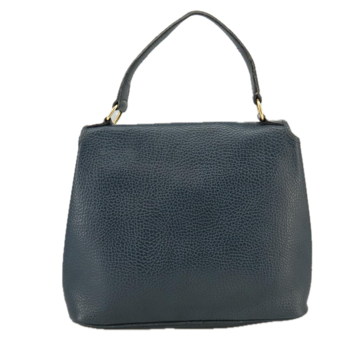 Christian Dior Hand Bag Leather Navy Gold Auth yk16078