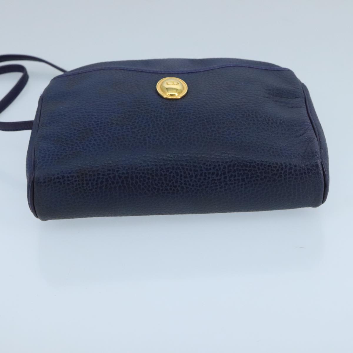 Christian Dior Shoulder Bag Leather Navy Gold Auth yk16089