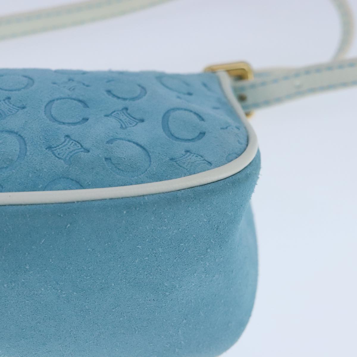 CELINE C Macadam Canvas Accessory Pouch Blue Auth yk16090V