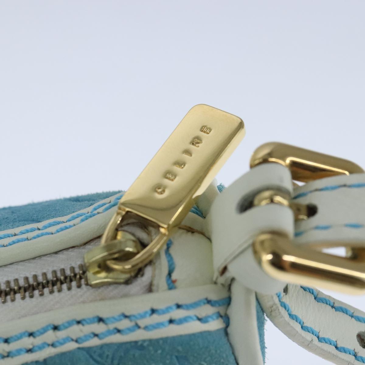 CELINE C Macadam Canvas Accessory Pouch Blue Auth yk16090V