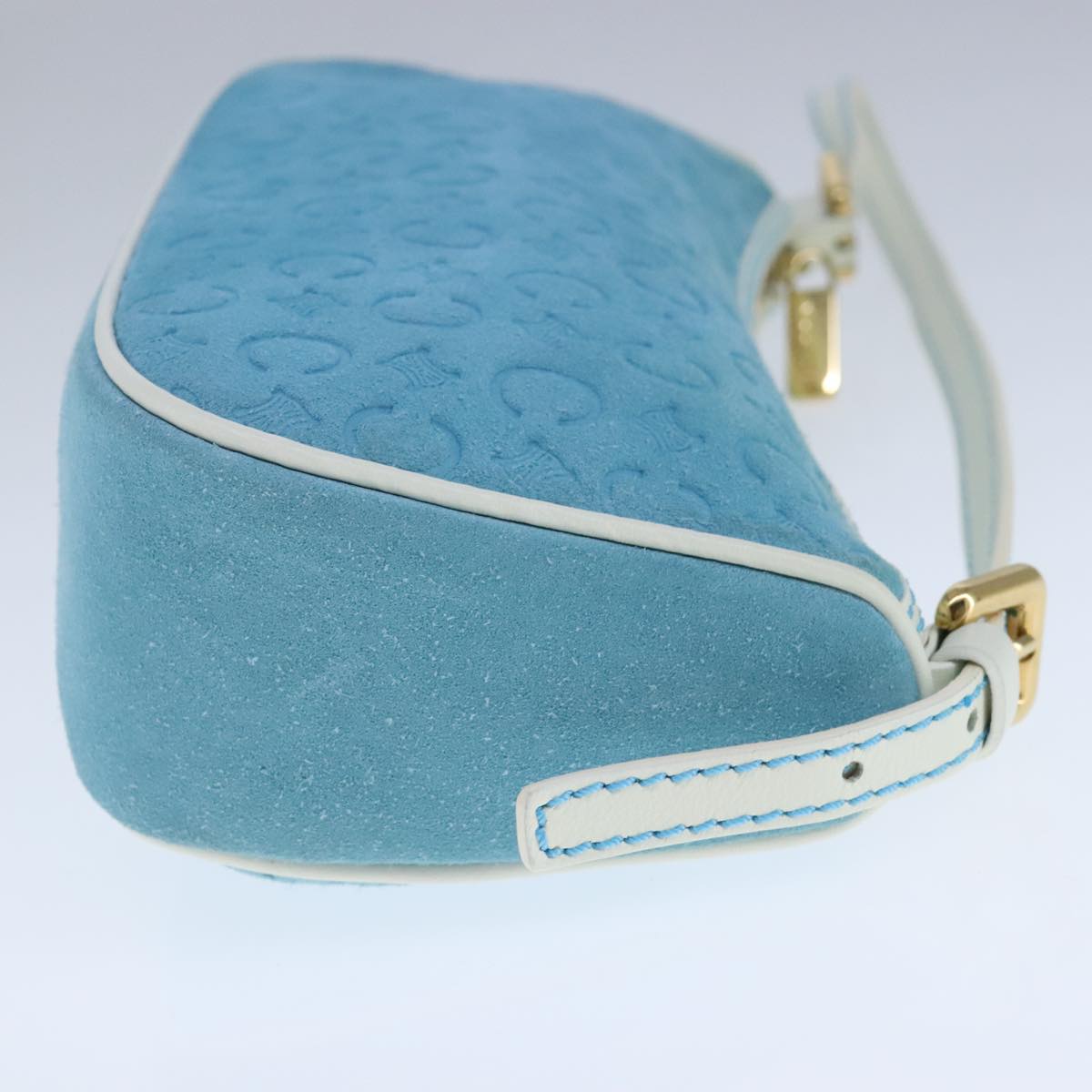 CELINE C Macadam Canvas Accessory Pouch Blue Auth yk16090V
