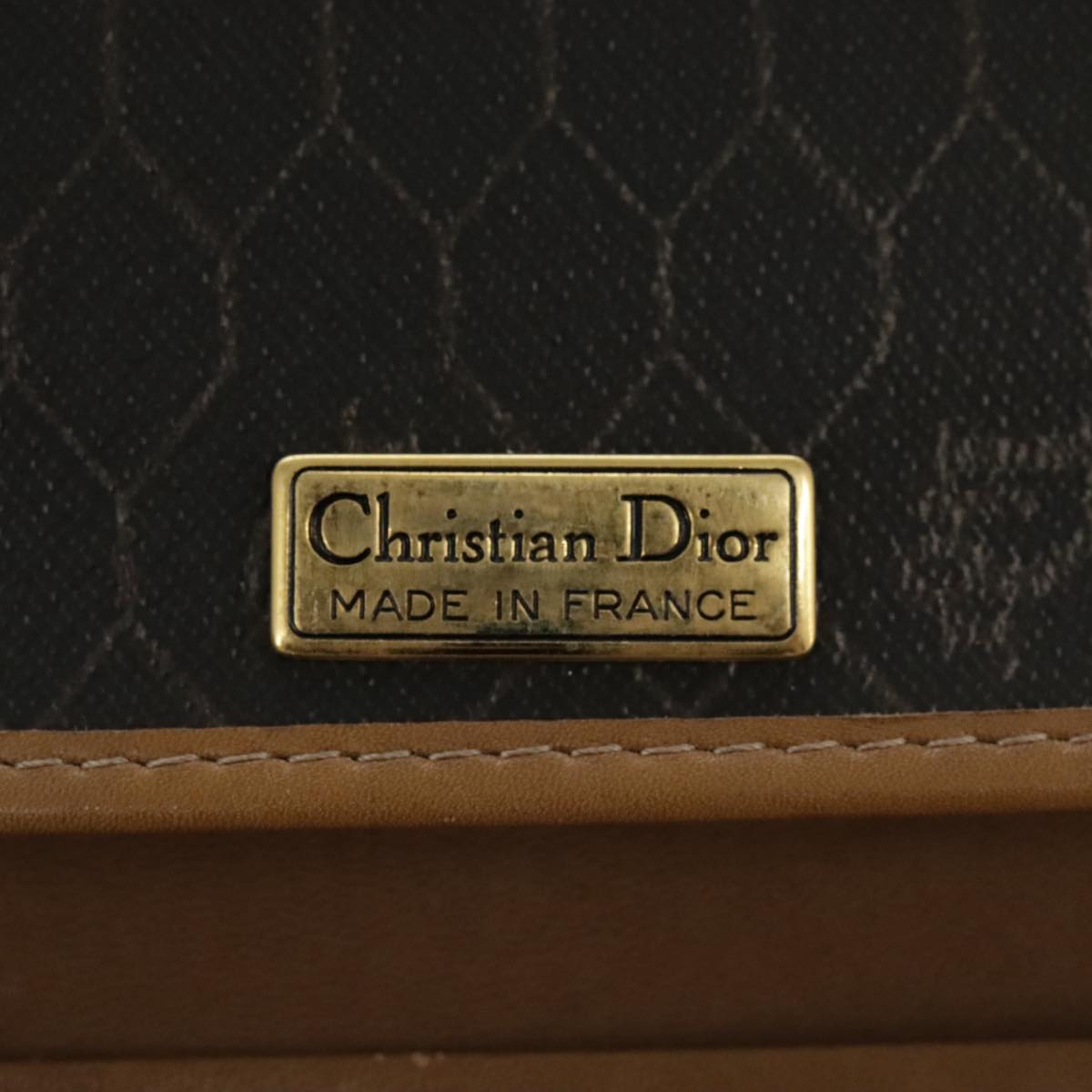 Christian Dior Honeycomb Canvas Chain Shoulder Bag PVC Black Auth yk16102