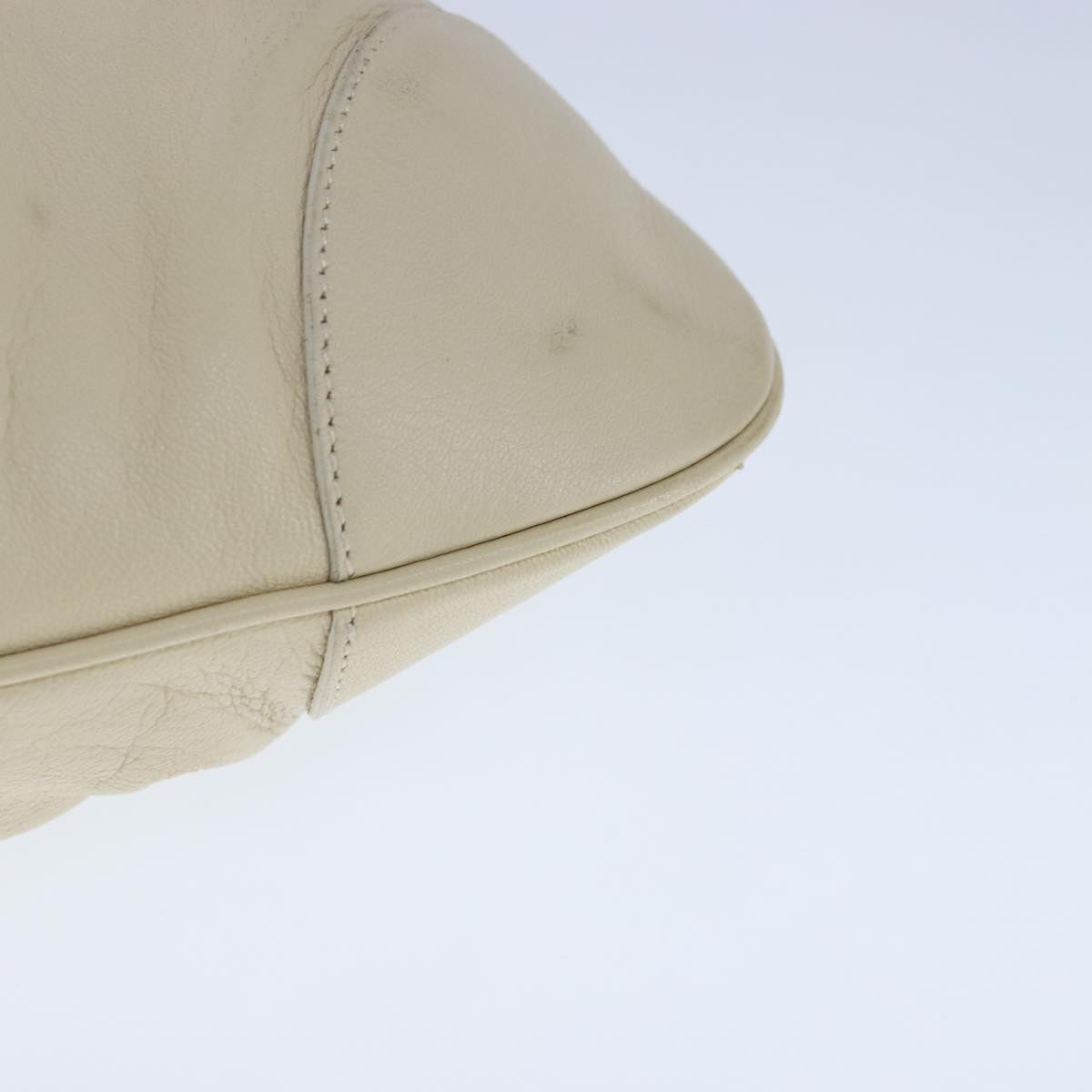 Salvatore Ferragamo Gancini Hand Bag Leather Beige Silver Auth yk16104