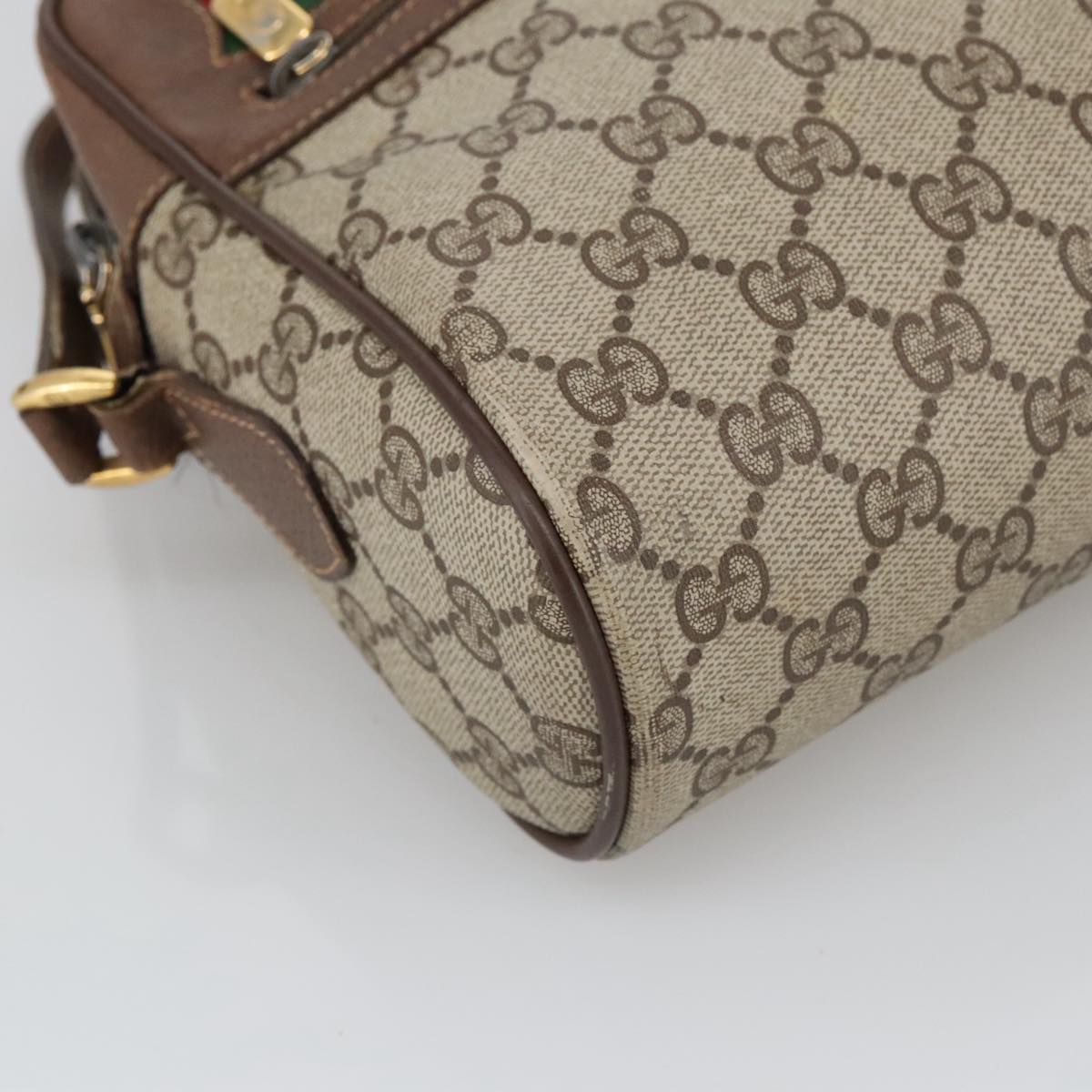 GUCCI GG Supreme Web Sherry Line Shoulder Bag PVC Beige 98 02 088 Auth yk16128