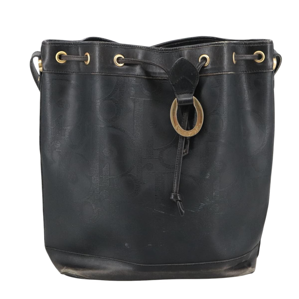 Christian Dior Trotter Canvas Shoulder Bag Black Auth yk16153