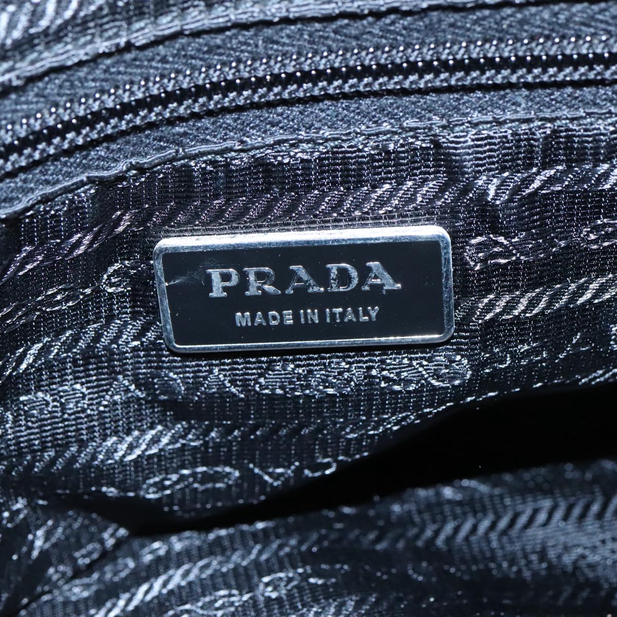 PRADA Shoulder Bag Nylon Black Silver Auth yk16161