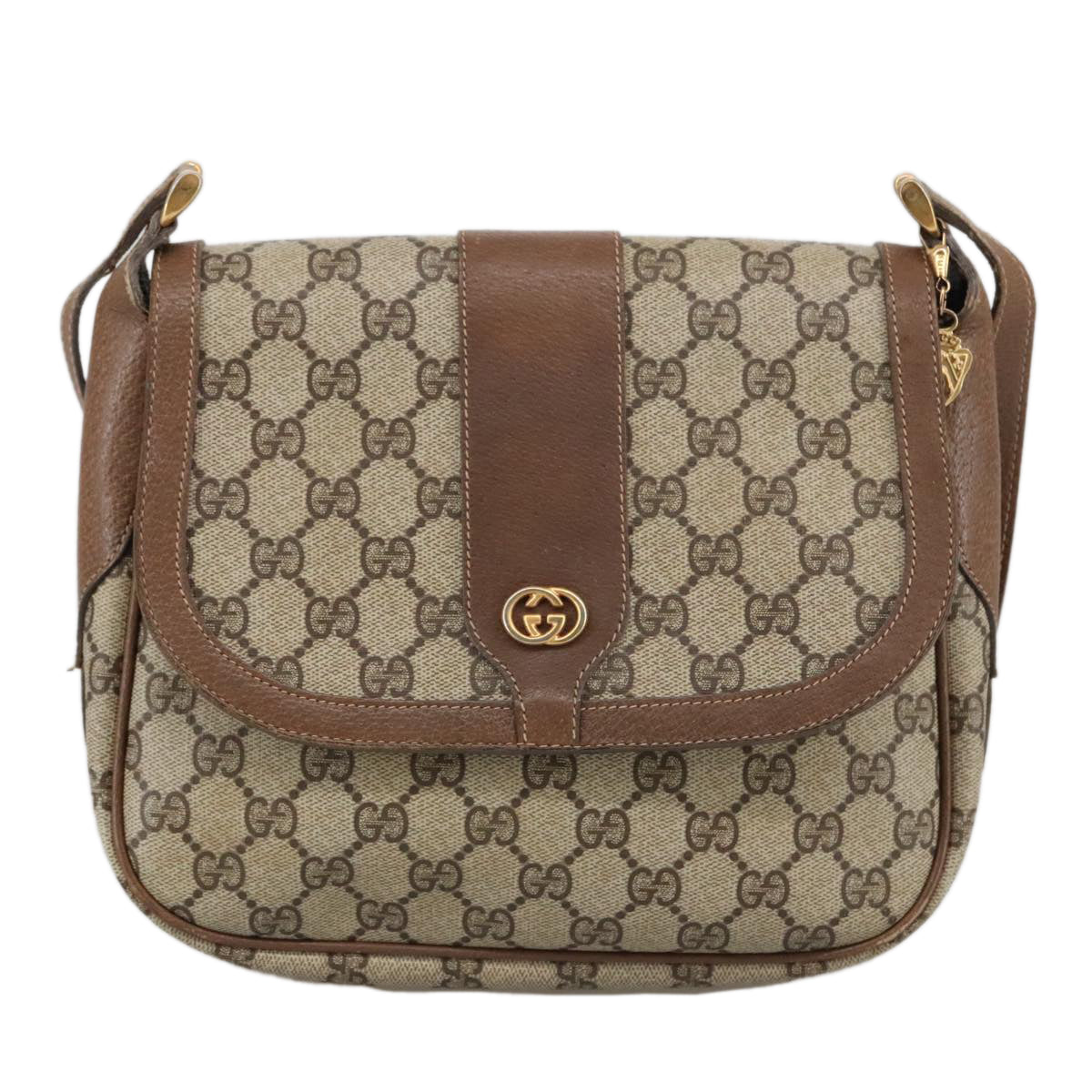 GUCCI GG Supreme Shoulder Bag PVC Leather Beige 001 101 4425 Auth yk16173