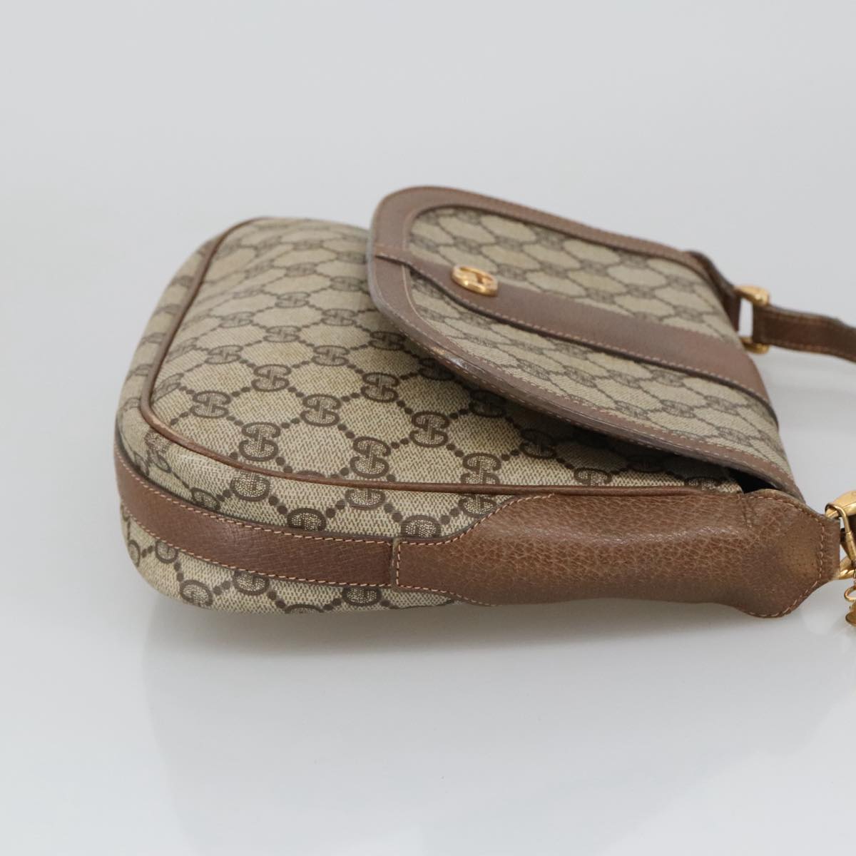 GUCCI GG Supreme Shoulder Bag PVC Leather Beige 001 101 4425 Auth yk16173