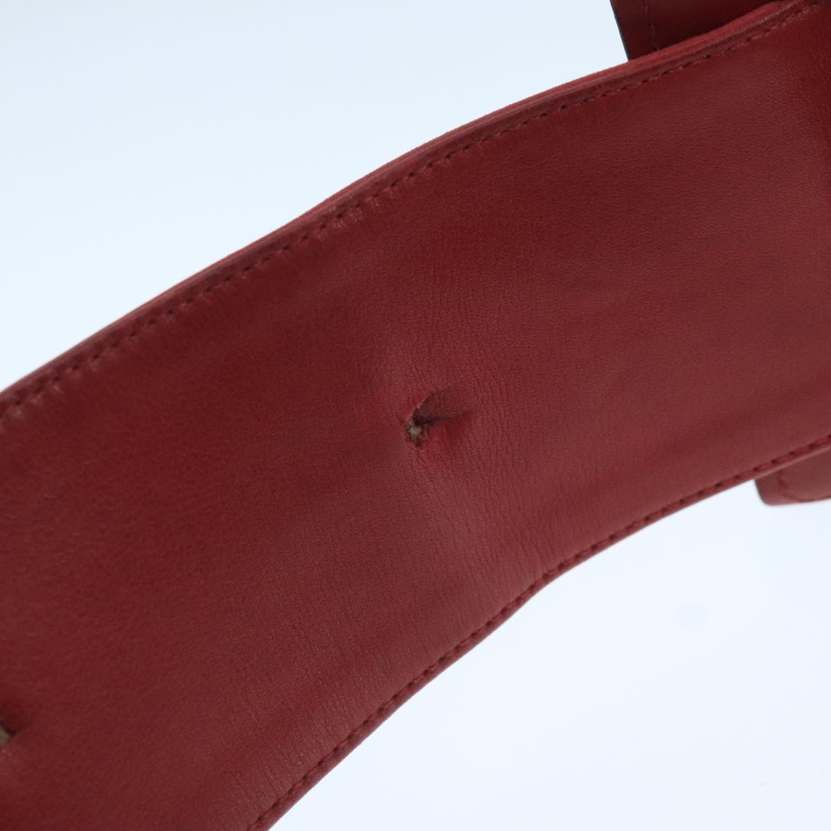 CHANEL Bicolore Belt Leather 26.4""-31.1"" Red Gold CC Auth yk16186
