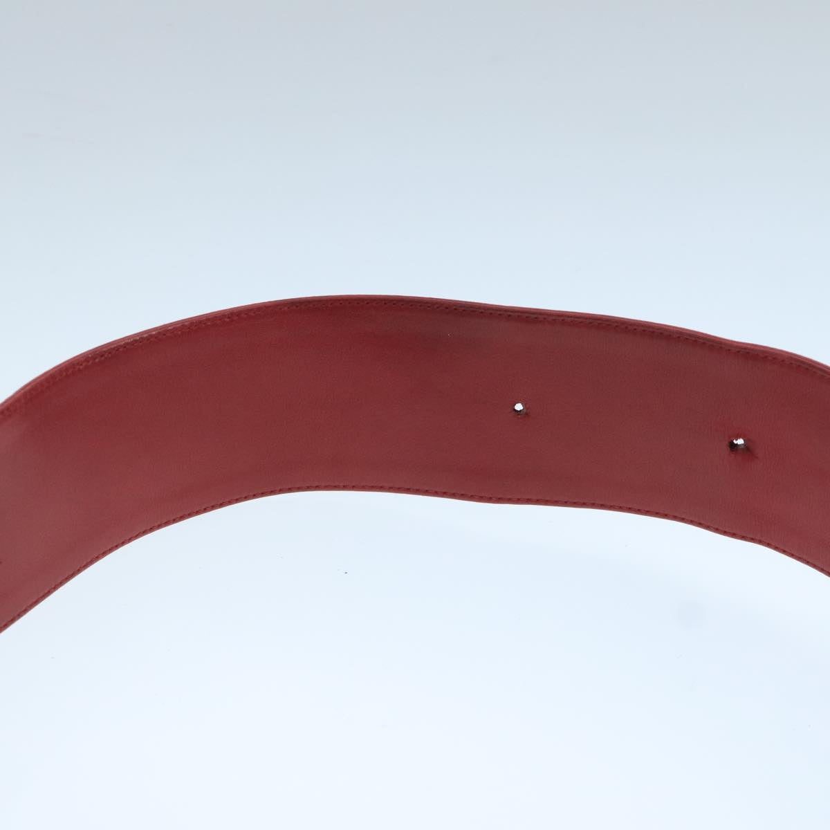 CHANEL Bicolore Belt Leather 26.4""-31.1"" Red Gold CC Auth yk16186