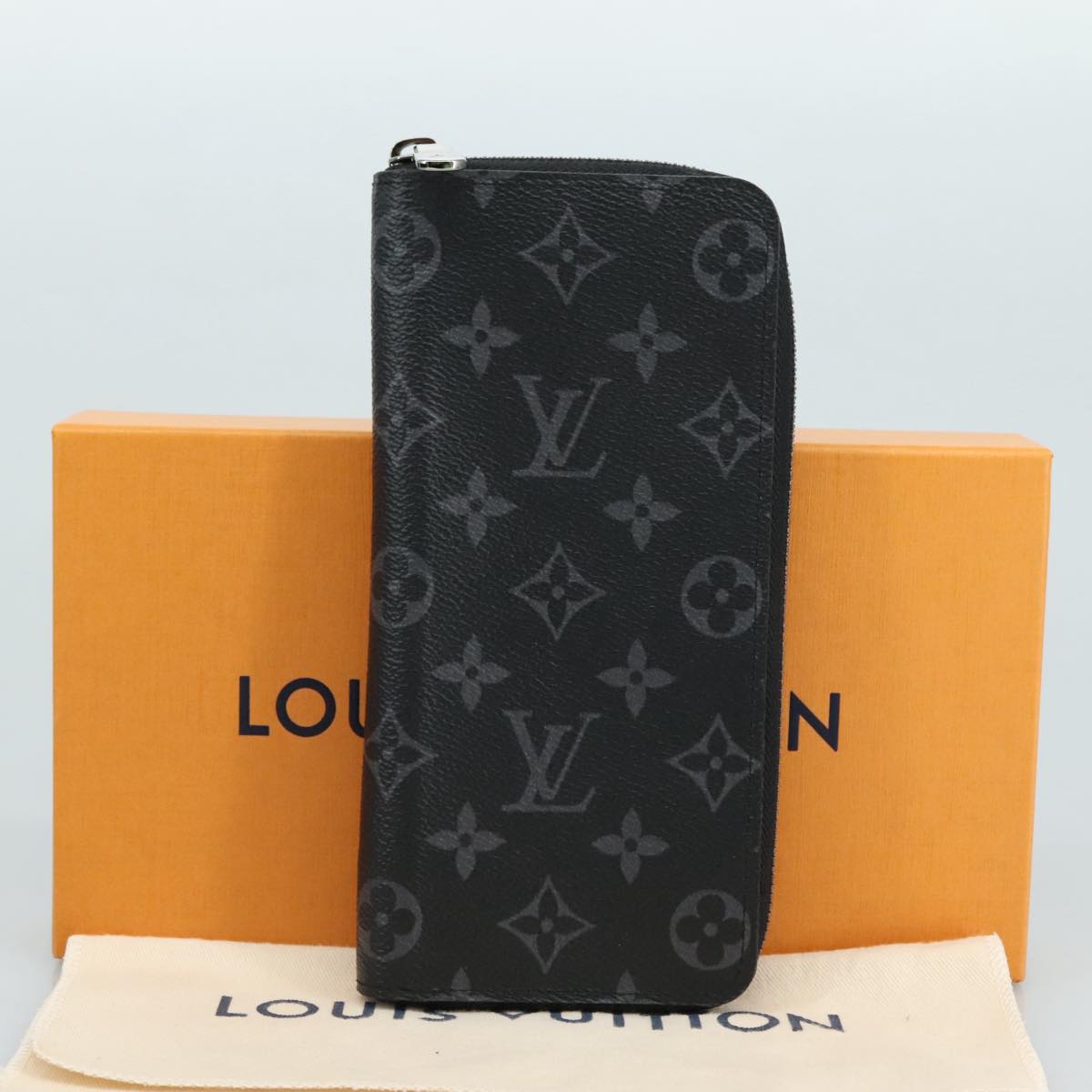 LOUIS VUITTON Monogram Eclipse Zippy Wallet Vertical Wallet M62295 Auth yk16188