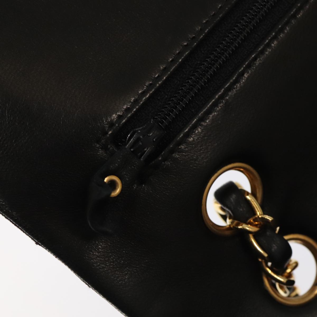 CHANEL Matelasse 25 Double Flap Hand Bag Lamb Skin Black Gold CC Auth yk16193AV