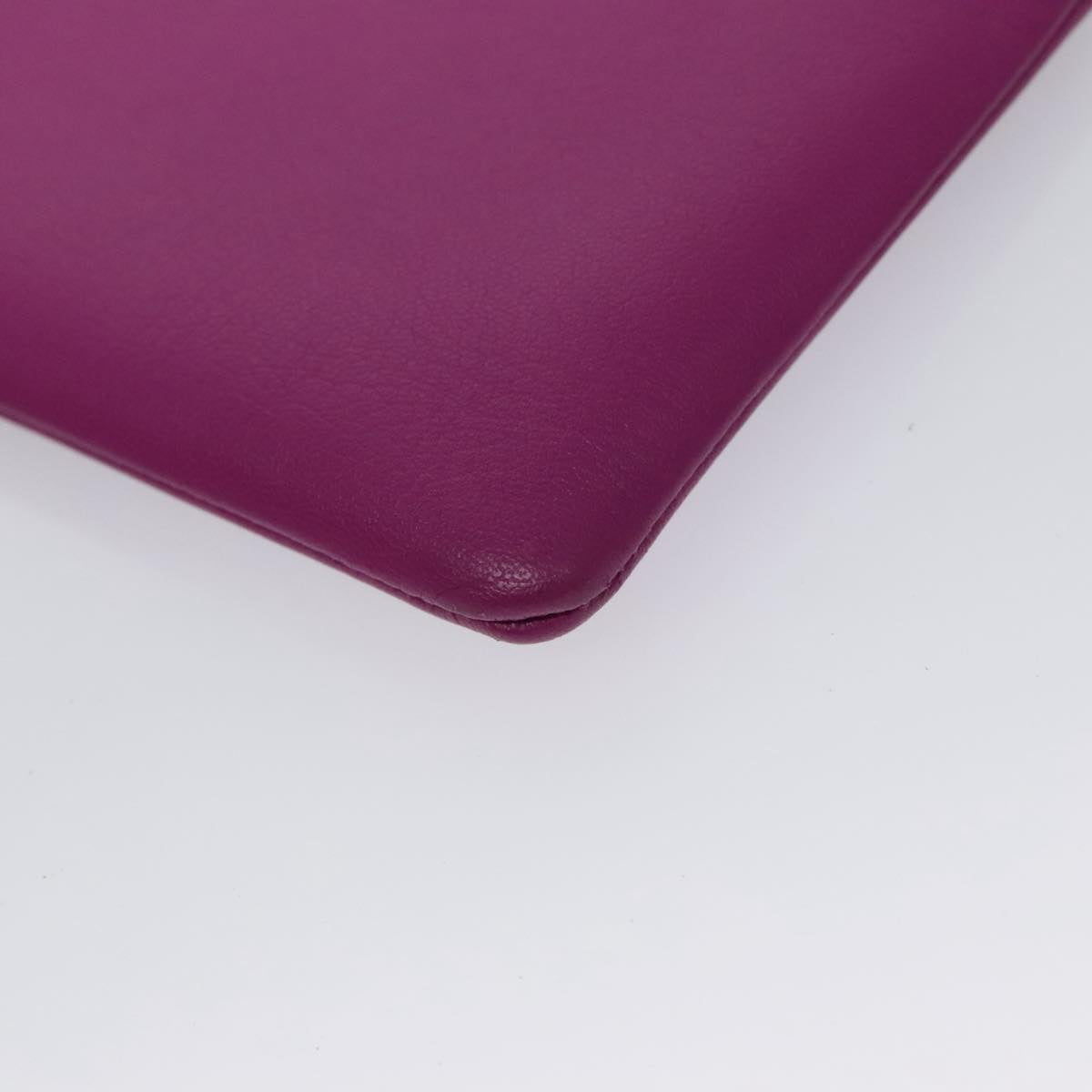 CELINE Clutch Bag Leather Purple White Silver Auth yk16218
