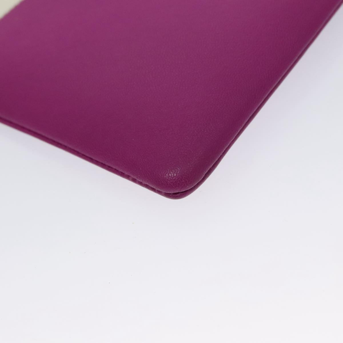 CELINE Clutch Bag Leather Purple White Silver Auth yk16218