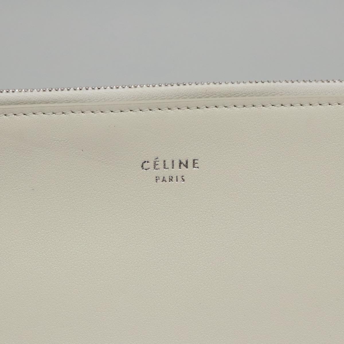 CELINE Clutch Bag Leather Purple White Silver Auth yk16218