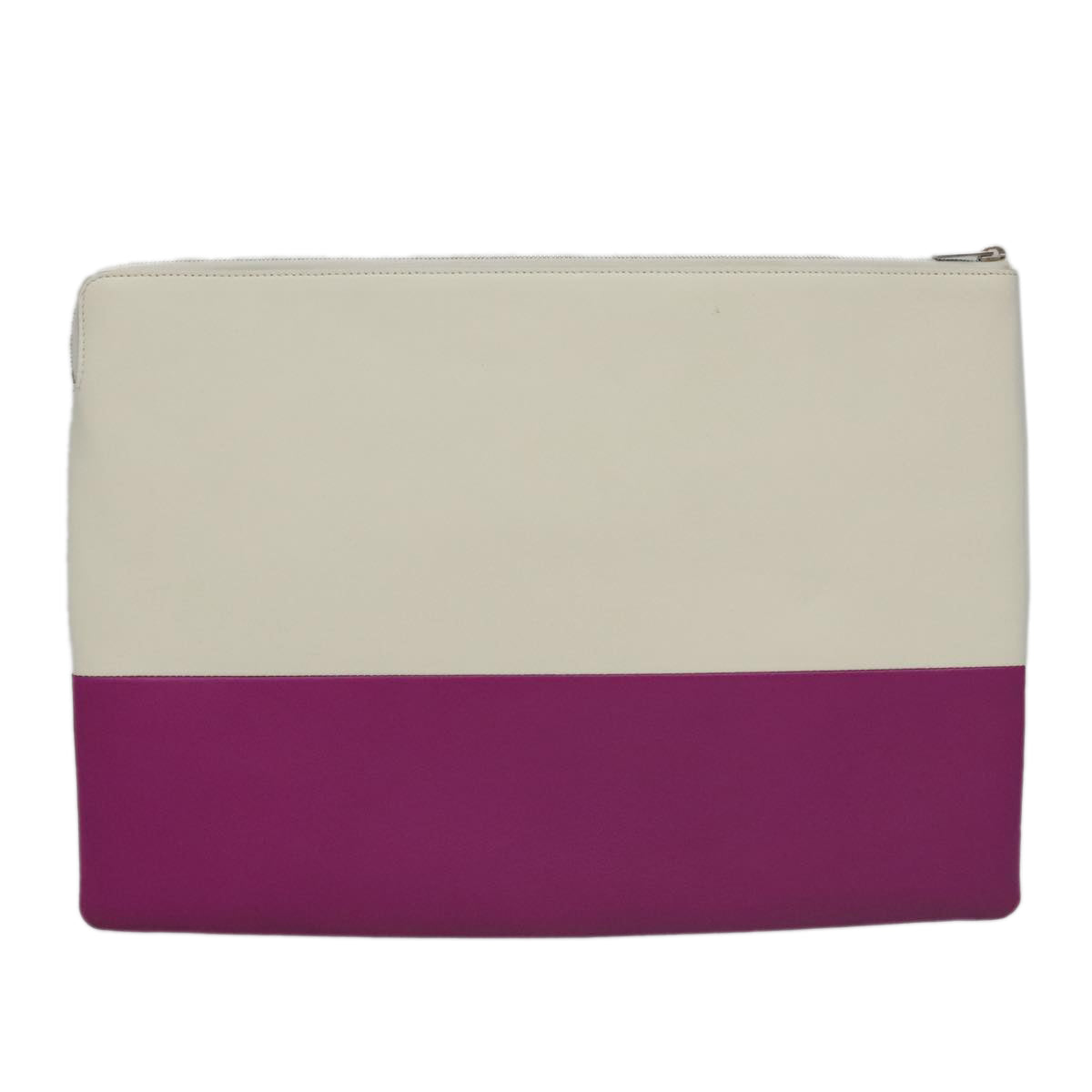 CELINE Clutch Bag Leather Purple White Silver Auth yk16218