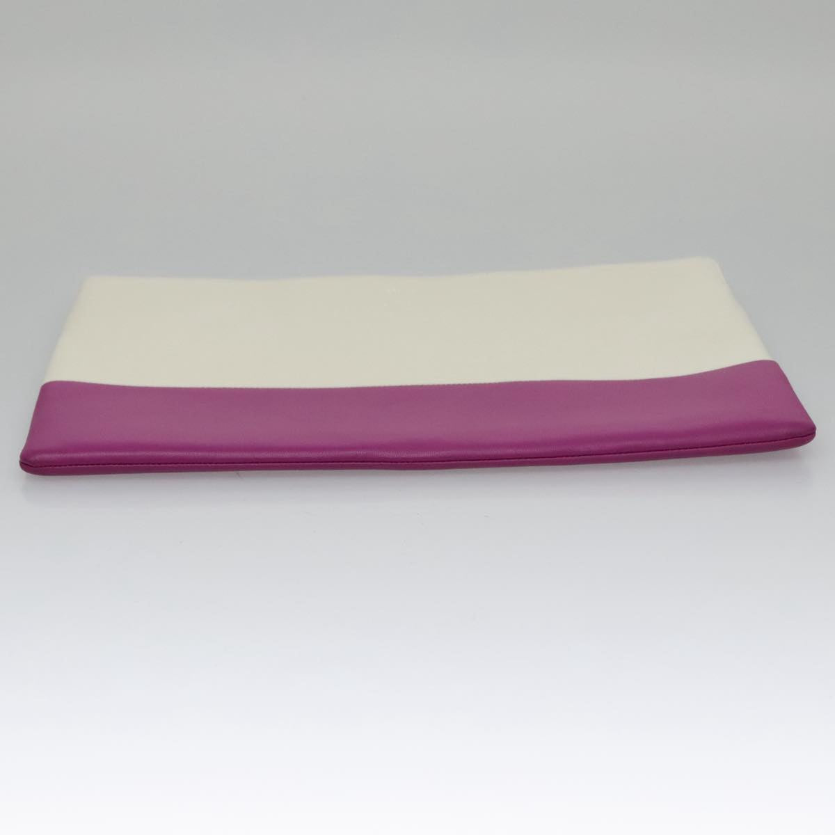 CELINE Clutch Bag Leather Purple White Silver Auth yk16218