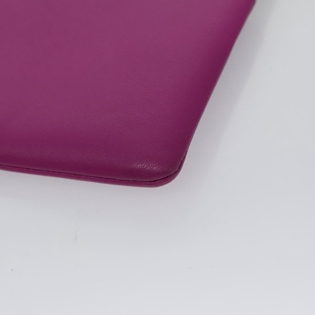 CELINE Clutch Bag Leather Purple White Silver Auth yk16218