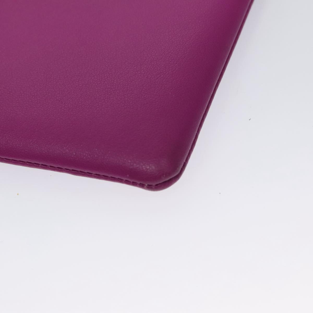 CELINE Clutch Bag Leather Purple White Silver Auth yk16218