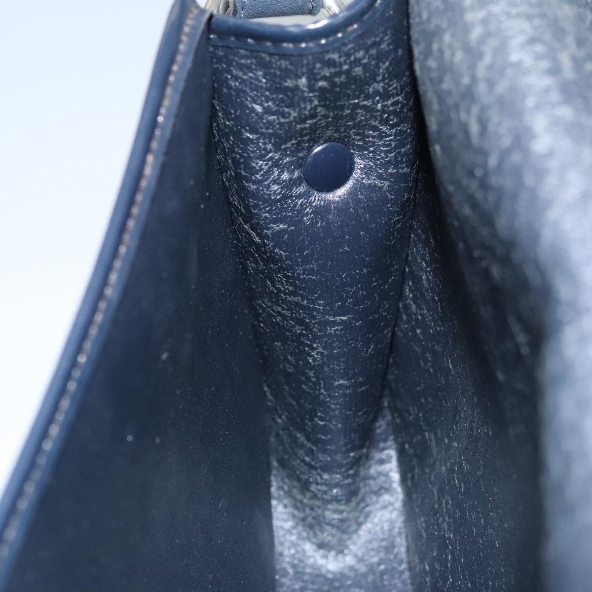 Christian Dior Trotter Canvas Hand Bag Navy Beige Gold Auth yk16224